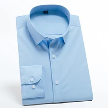 Мужские Молодежные повседневные стандартные одноцветные Рубашки Без карманов на груди с длинным рукавом на пуговицах легкая офисная Модная рубашка