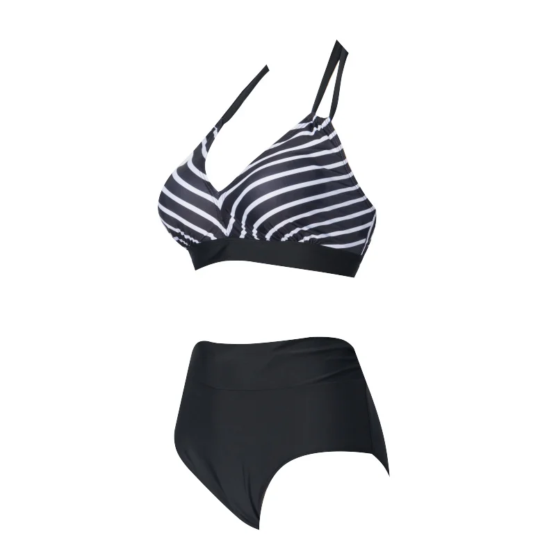 2020 Stripe Woman Plus Size Swimsuit Separate Women's Backless Deep V Bathing Suit Big Swimming Bather Female Bandage Swimwear