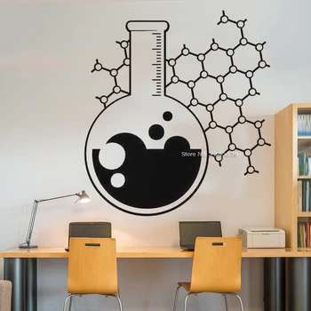 

Chemistry Beaker Poster Decals Science Decal Sticker Wall Vinyl Art Home Room Decor Teacher Classroom Funny Atom Pattern LC1425