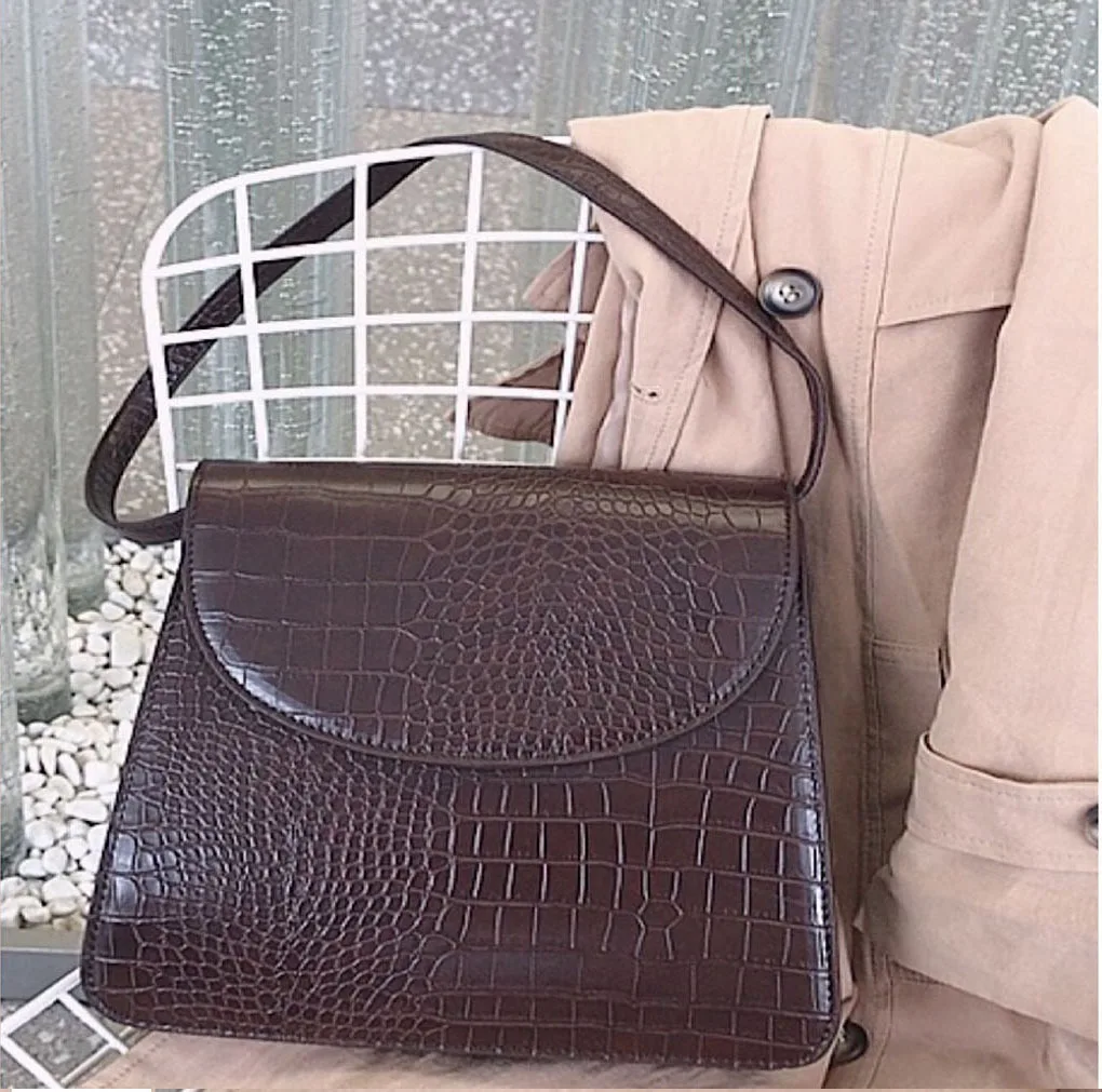 

New Style Korean-style Big Bag WOMEN'S Bag 2019 Winter New Style Fashion Crocodile Pattern Saddle Bag Large Capacity One-Shoulde