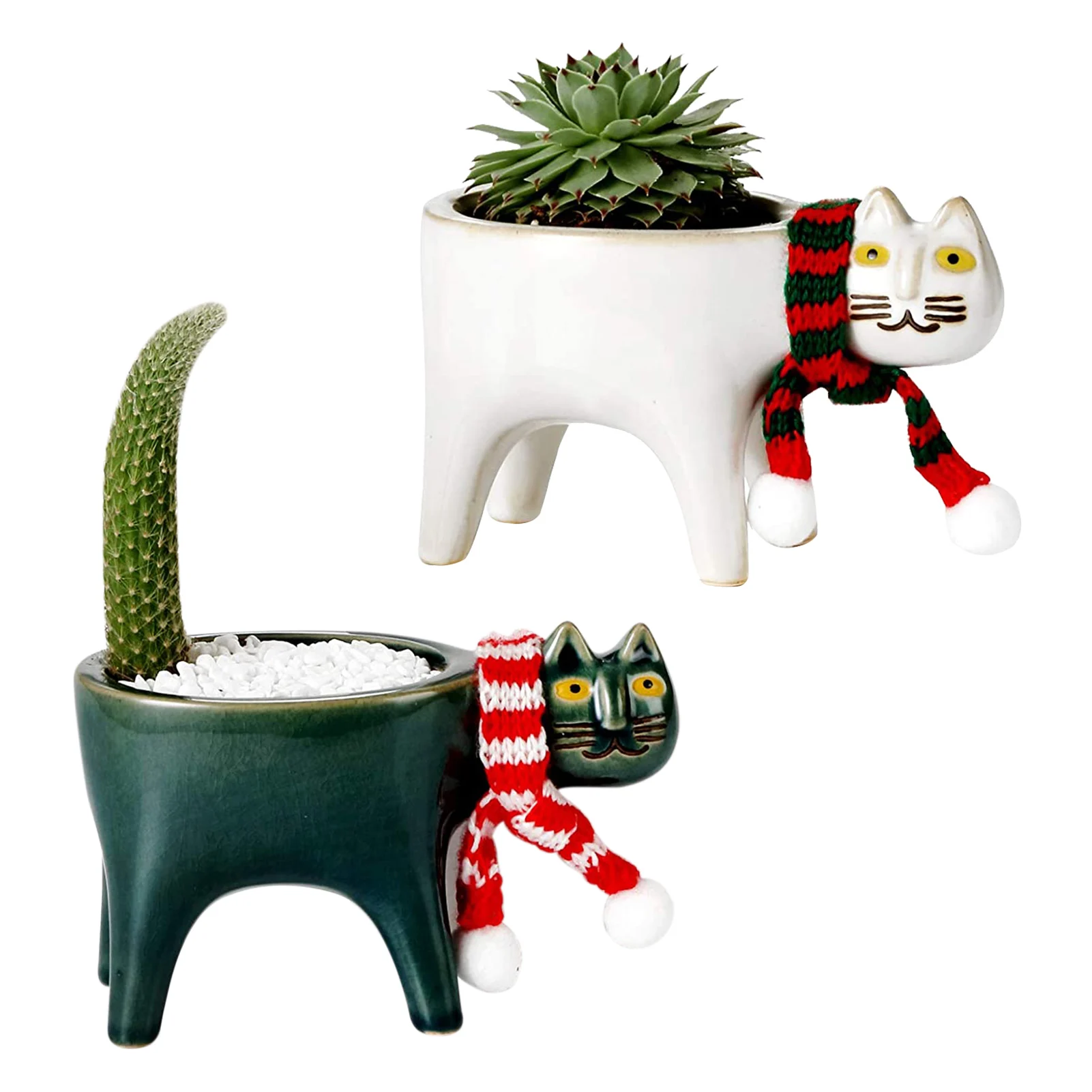

15 * 9 Cm Cute Cat Ceramic Garden Flower Pots Succulent Planter Plant Container Desktop Cartoon Animal Ornaments