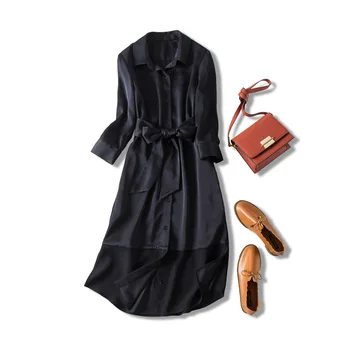 

2020 chun xia DA the card aura! Anti-wrinkle hang down Japan acetate with waist long shirt dress