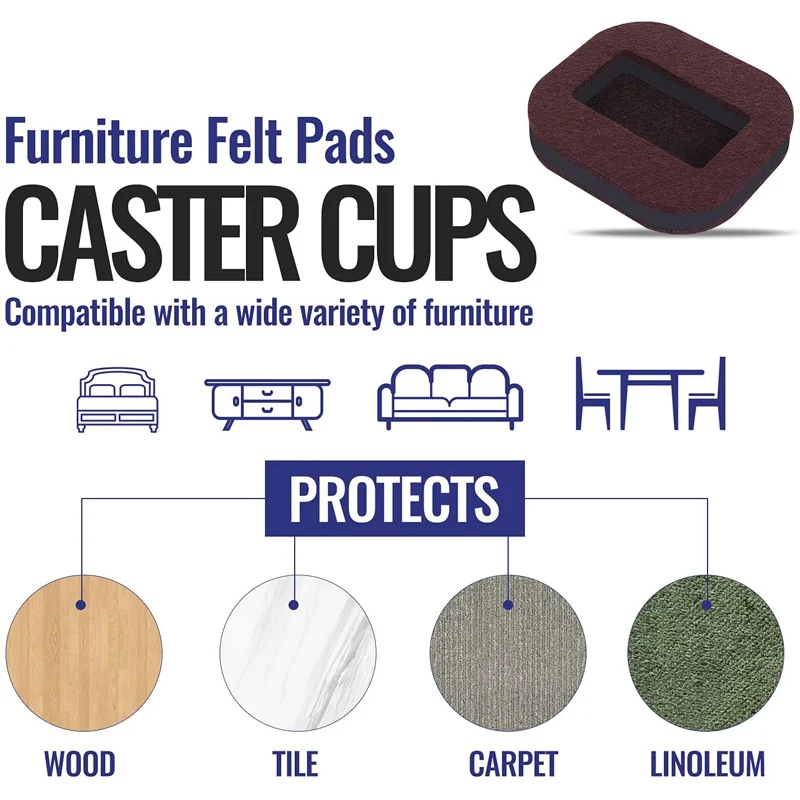 Office Chair Wheel Stopper Furniture Caster Cups Hardwood Floor Protectors Anti Vibration Pad Chair Roller Feet Anti-slip Mat