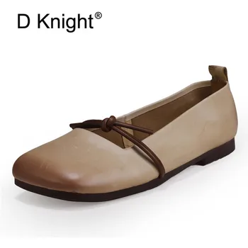 

European Famous Brand Espadrilles Shoes Woman Genuine Leather Ballet Flats Ladies Loafers Brown Beige Cow Leather Moccasins Lady