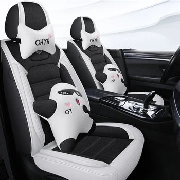 

Full Coverage PU Leather car seat cover flax fiber auto seats covers for hyundai creta ix25 elantra i30 i40 ix35 kona santa fe