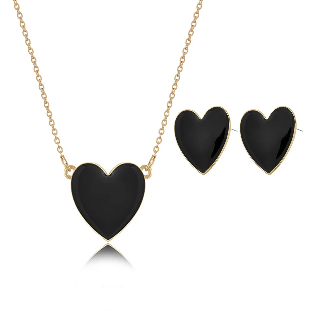 

DIEZI 3 Colors New Arrival Luxury Wedding Bridal Heart Jewelry Sets For Women Pendant Chain Necklace Earrings Party Jewelry