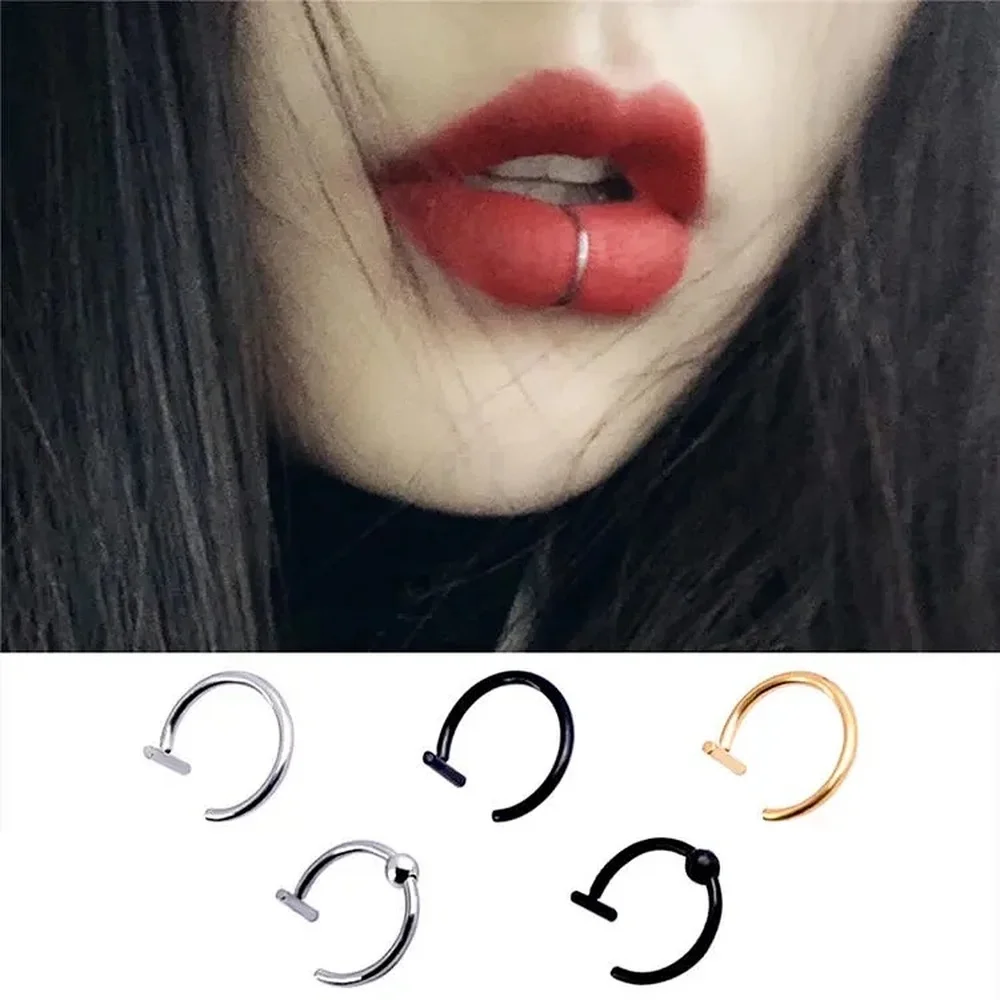 1pcs U Shaped Lips Rings Titanium Steel Nose Ring Hip Hoop Septum Stainless Fake Piercing Pircing Jewelry | Украшения и