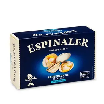 

Berberechos de las rías gallegas al natural 60-70 piezas lata 65 g neto escurrido