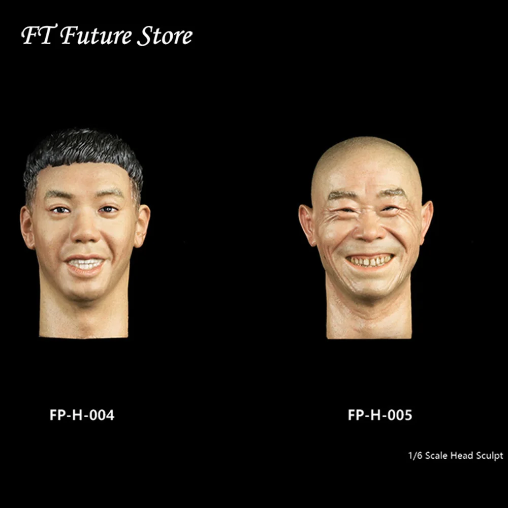 

1/6 Scale Male Head Sculpt Head Carved Model Asian Happy Expression Face H004 & H005 Headplay for 12'' Action Figure Body
