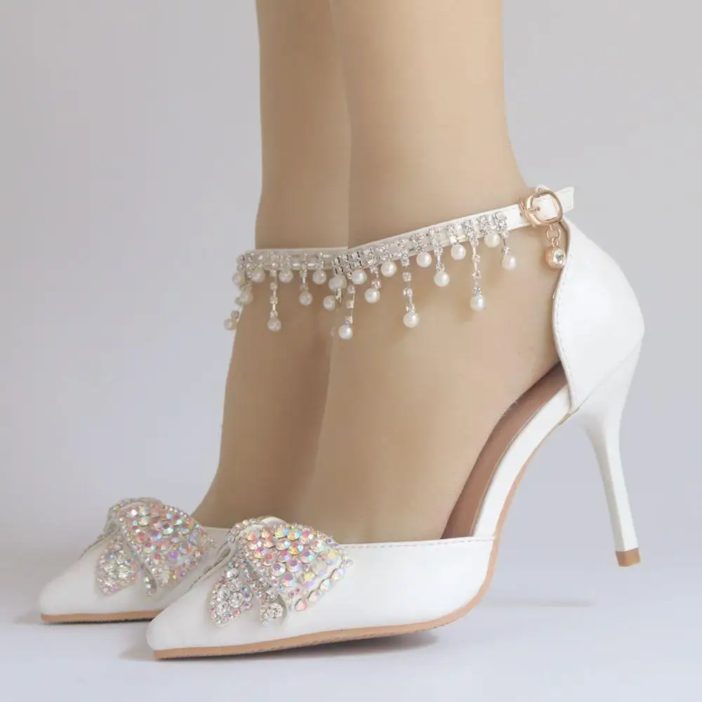 Босоножки женские с ремешком на щиколотке свадебные туфли кисточками