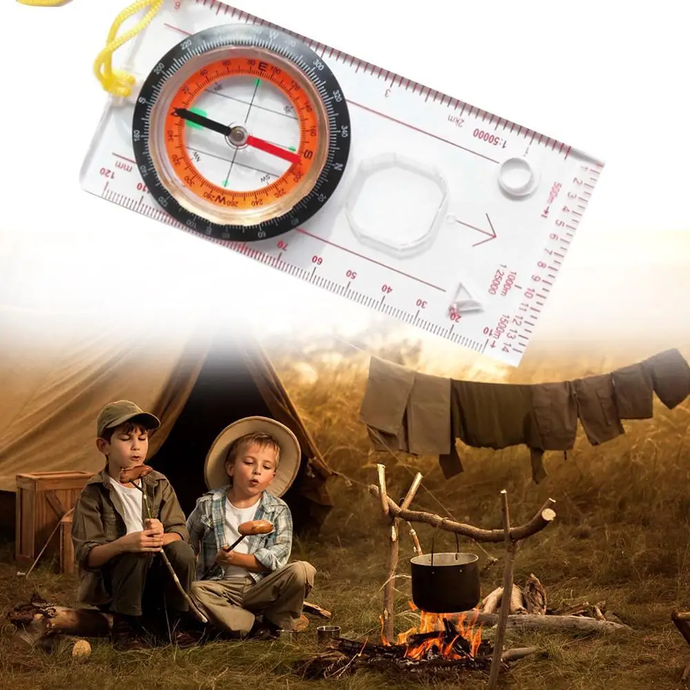 New Outdoor Camping Directional Cross-country Race Compass Special Ruler Scale Map Hiking Baseplate Compa A3Q7 | - Цена: 278,10 руб.