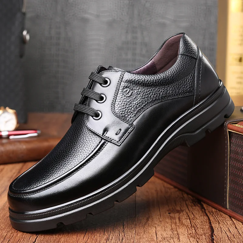 

LOTORY Leather Shoes Men's Genuine Leather Autumn And Winter Middle-aged Dad MEN'S SHOES Thick Bottomed Casual Leather Shoes 126