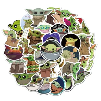 

50Pcs The Mandalorian Star Wars Baby Yoda Sticker Scrapbooking Suitcase Decal Skateboarding Motorcycle Children Gift Stickers