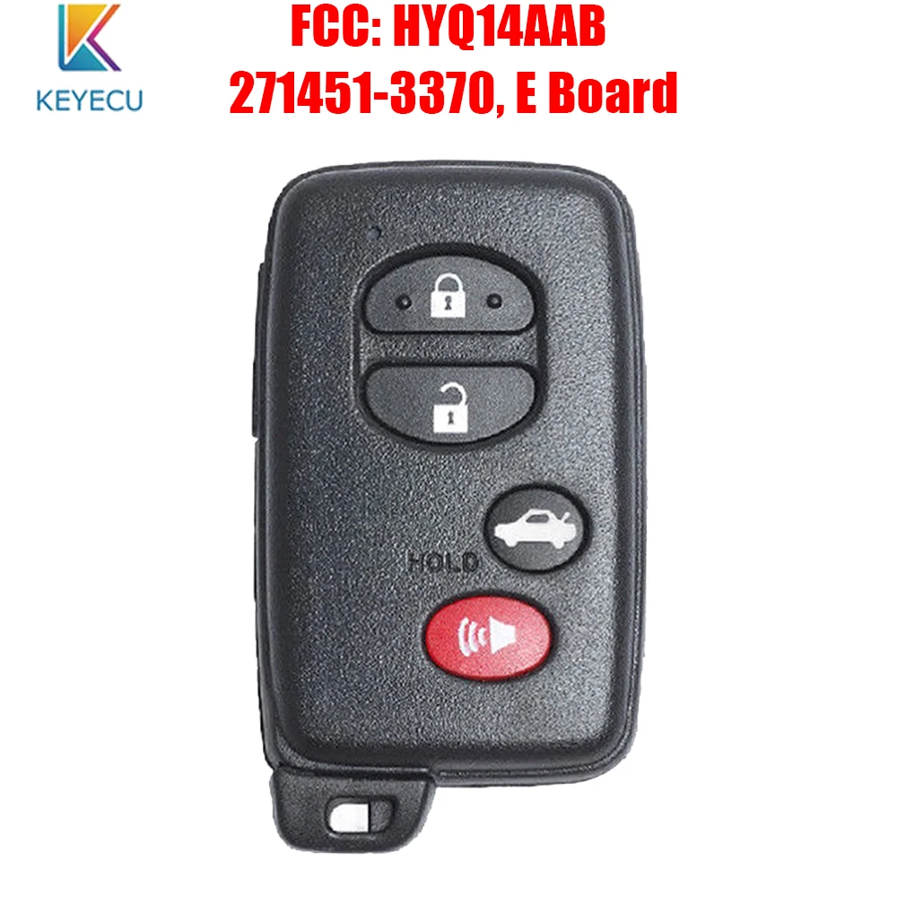 KEYECU HYQ14AAB умный Автомобильный ключ с 4 кнопками для Toyota Avalon Carmy Corolla 2007 2008 2009 2010 2011 2012