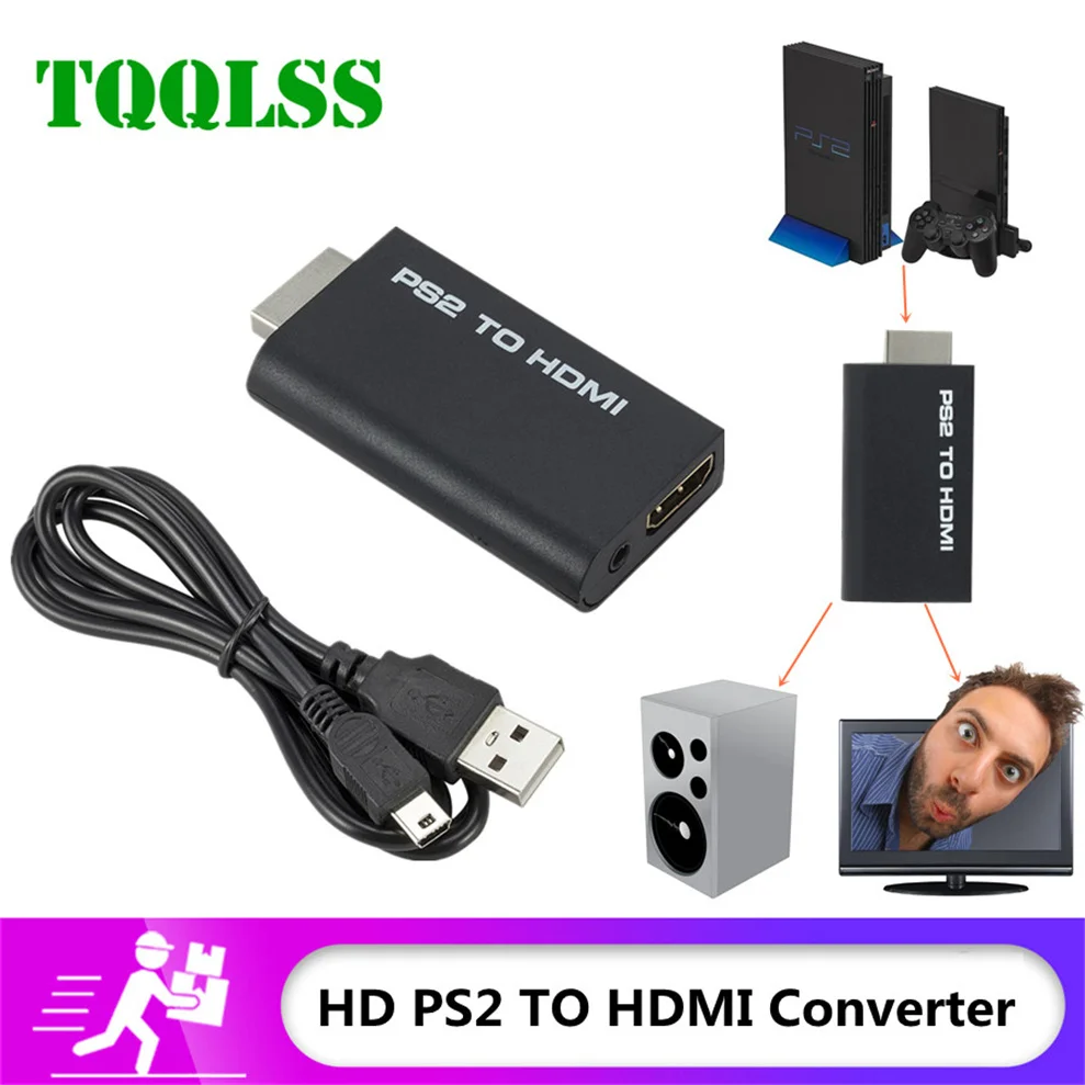 Преобразователь Аудио и видео для PS2-HDMI 480i/480p/576i с аудиовыходом 3 5 мм поддерживает