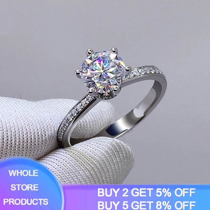 

YANHUI 100% Original 925 Sterling Silver Engagement Wedding Rings Inlay 5A Cubic Zirconia Stone Ring Women Silver 925 Jewelry