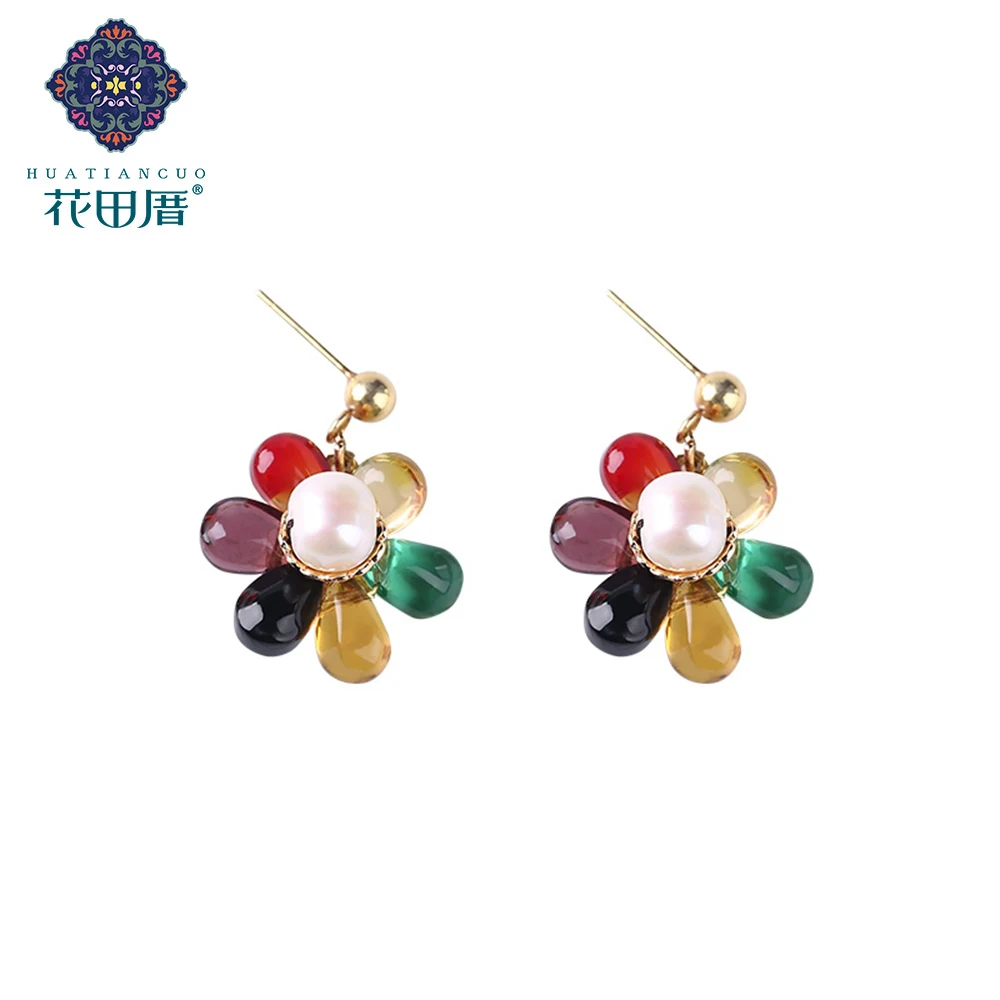 

White Pearl Bead Teardrop-Shaped Glass Trendy Earring Ear Hook Or Ear Pin Handmade Pendant Dangle Female Accessories EZ-18017