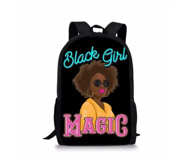 

16 inch Queen School Bags for Girls Black Girls Magic Melanin Poppin Children Backpacks Teenager Schoolbag Students Bookbag