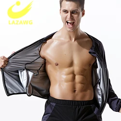 LAZAWG Hot Sauna Shirt with Zipper Waist Trainer Slimming Shirt for Weight Loss Running Fitness Training Sweating Run Sports Top