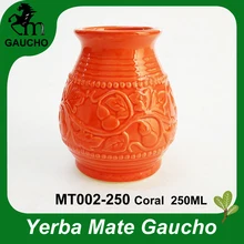 1 шт./лот, нежные керамические чашки в Аргентине Yerba mate, Calabaza с узором в виде тиснения, лидер продаж, MT002-250, коралл