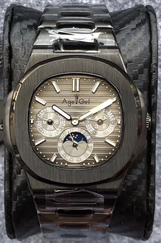

Luxury Brand New Automatic Mechanical Men Watch Sapphire DayDate Transparent Moon Phase Watches Full Black Blue Grey White AAA+