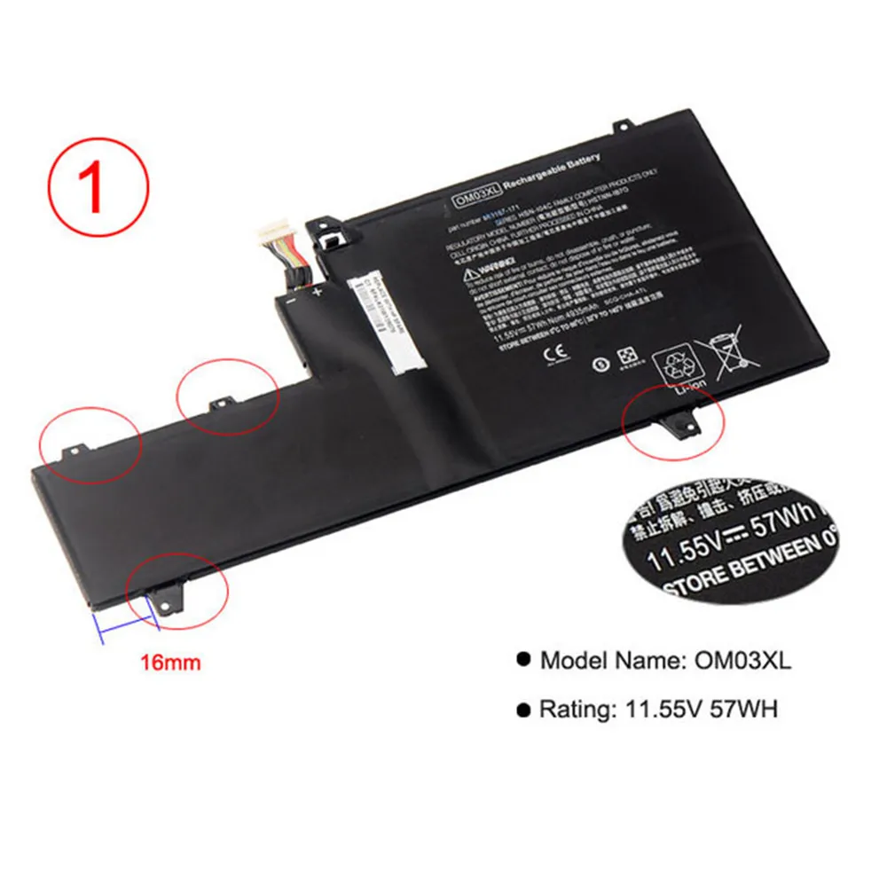 Nova Om03 X360 Bateria do Portátil para hp Elitebook 1030 g2 Hstnn-ib7o Hsn-i04c 863167171 863167-1b1 Om03xl 11.55v 57wh - Imagem 4