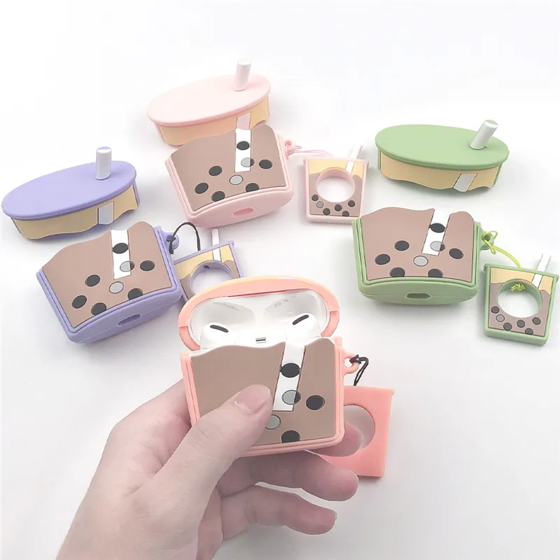 Чехол для AirPods pro с милым мультяшным молочным пузырьком бутылка чая и напитков