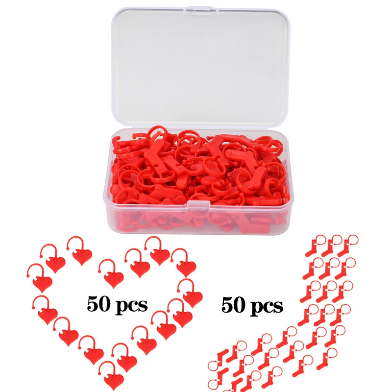 KOKNIT-100pcs-box-Stitch-Markers-Red-Knitting-Crochet-Locking-Holder-Needle-Sewing-Accessories-50pcs-Heart-and (5)