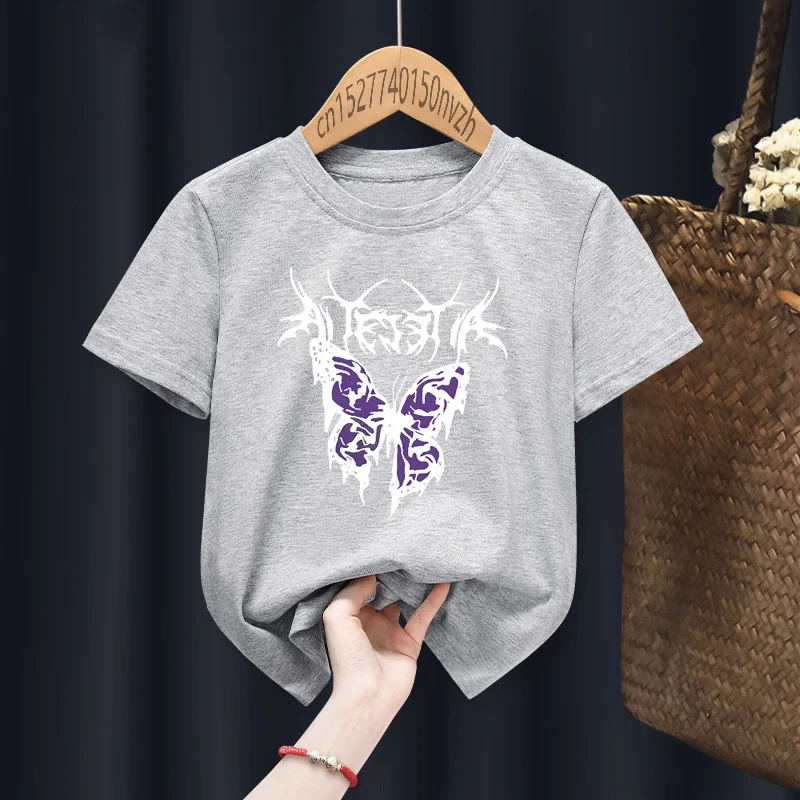 Punk Butterfly Baby Girl T-shirts Kid Children Hip Hop Harajuku Kawaii Tops