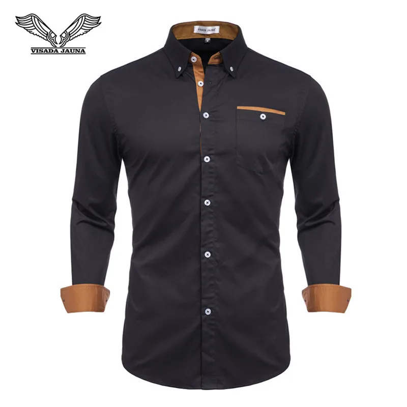 Новое поступление, белая мужская рубашка с длинным рукавом, деловые повседневные рубашки, мужские рубашки, удобная одежда, Camisa Masculina N5141 - Цвет: Black 50
