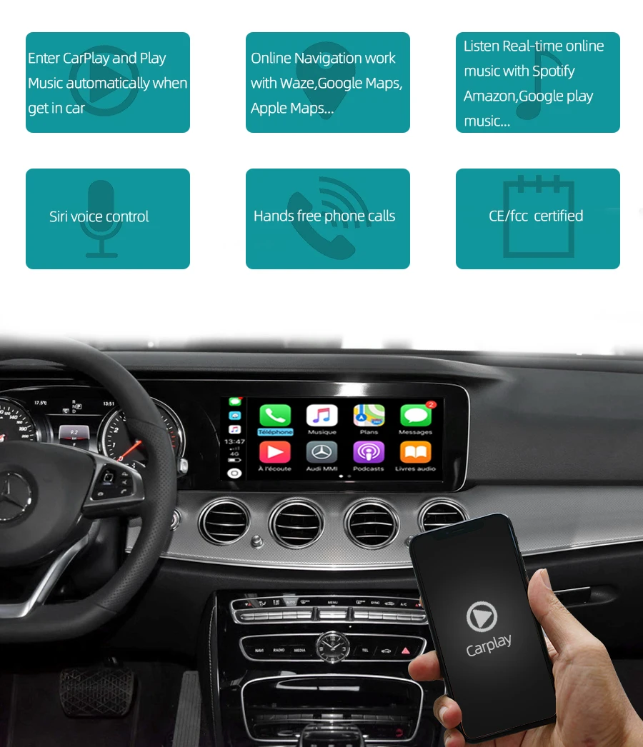 Sinairyu Aftermarket беспроводная Apple CarPlay модифицированная для Mercedes E класс OEM W212 15-19 NTG5 автомобильная игра с камерой заднего вида