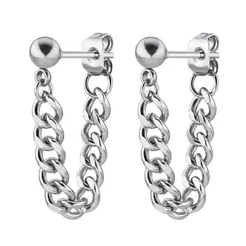 

Korean version of simple chain earrings for men and women. Stripe earrings, women's round earrings, long earrings jewelry