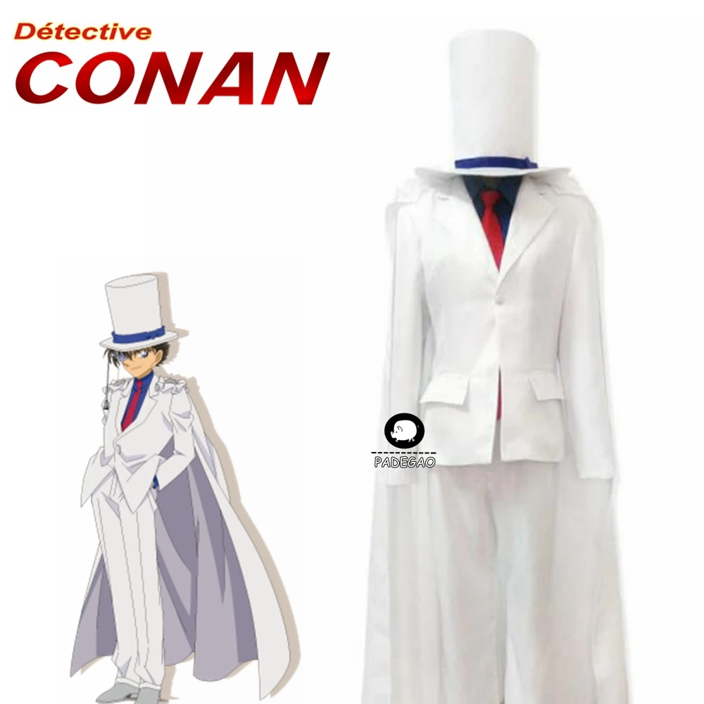 Detective Conan Magic Kaito Kid Cosplay Anime Mens White Suit Outfit Costume