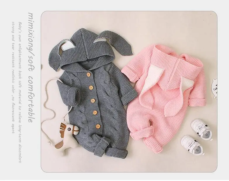 Crianças do Bebê Macacão de Malha com Capuz Roupas de Inverno Gola de Pele do Falso Macacão da Criança Camisola Recém-nascido Menino Menina Quente Infantil Pano 19 Crianças do bebê macacão de malha com