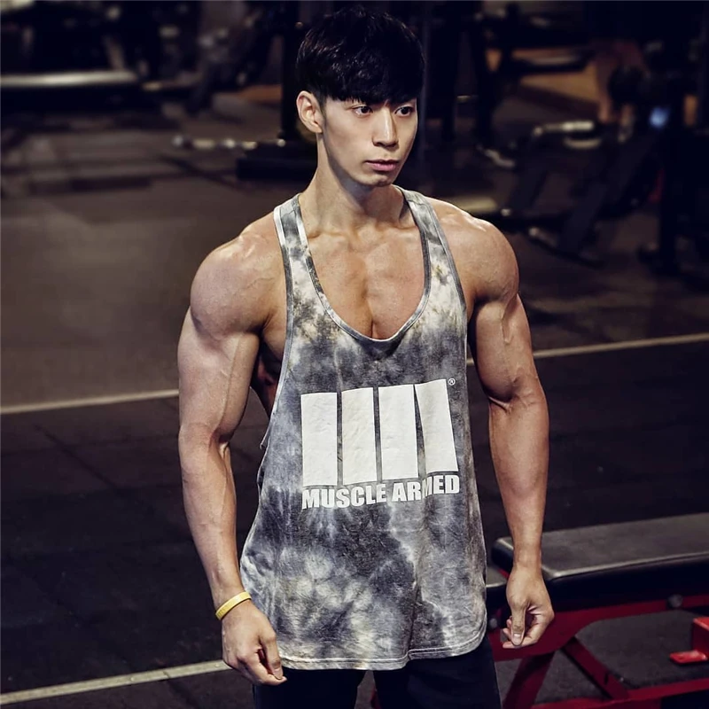 

Gyms Fitness Workout Singlet Sling Vest Men Bodybuilding Tank Top Camouflage sleeveless Shirt Boy Summer Brand gym clothing