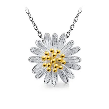 

Fashion Small Daisy Sun Flower Necklace Female Clavicle Fashion Fresh Sunflower Sterling Silver Jewelry 925 Silver Pendant A147