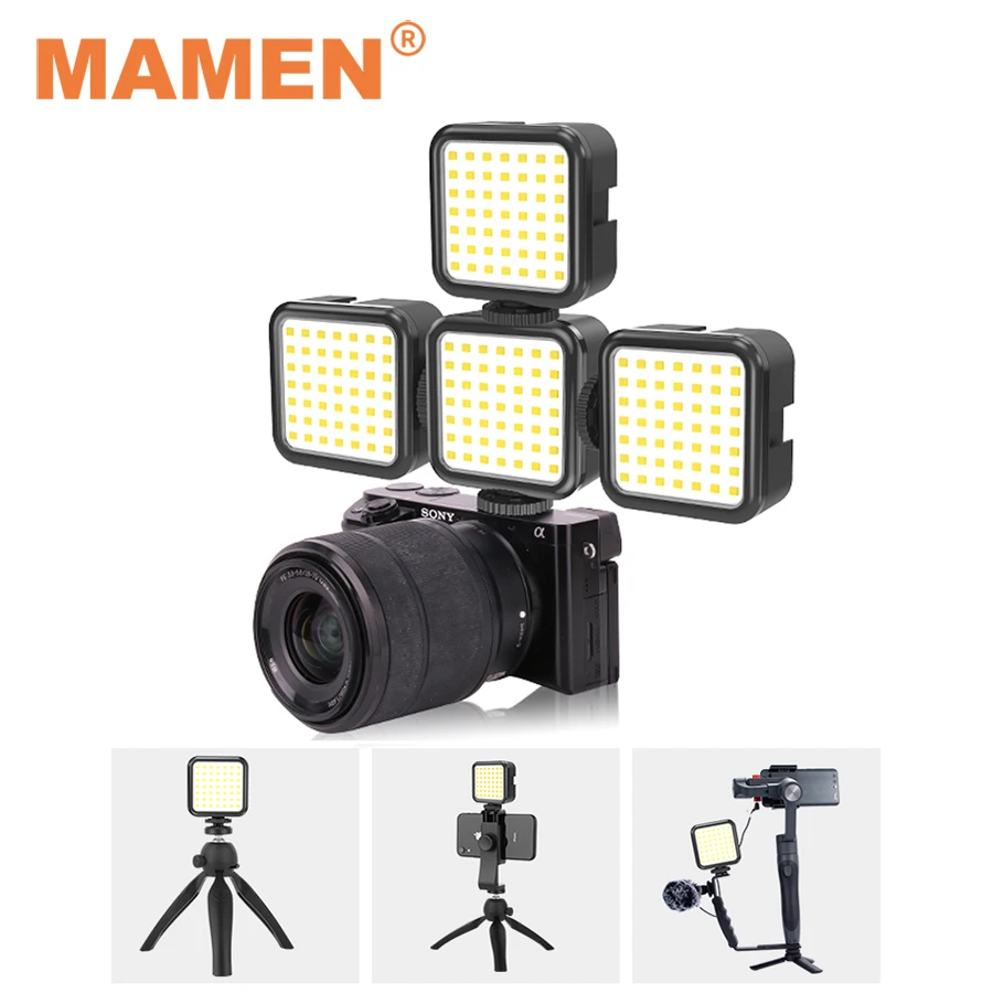 

MAMEN 5500K Mini LED Video Fill Light With 49PCS LEDs Cold Shoe Mount For Camera Smartphone Selfie Vlog Photography Lighting