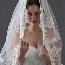 Свадебная фата белого цвета и цвета слоновой кости с кристаллами и бусинами, Длина 3,5 м, Свадебные вуали на заказ, винтажная кружевная вуаль с гребнем, один ярус