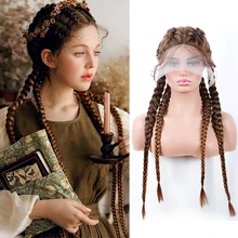 

32inch Braided Wigs Synthetic Lace Front Wig for Women Cornrow Braids Lace Wigs With Baby Hair Long Jumbo Box Braids Hair Wigs