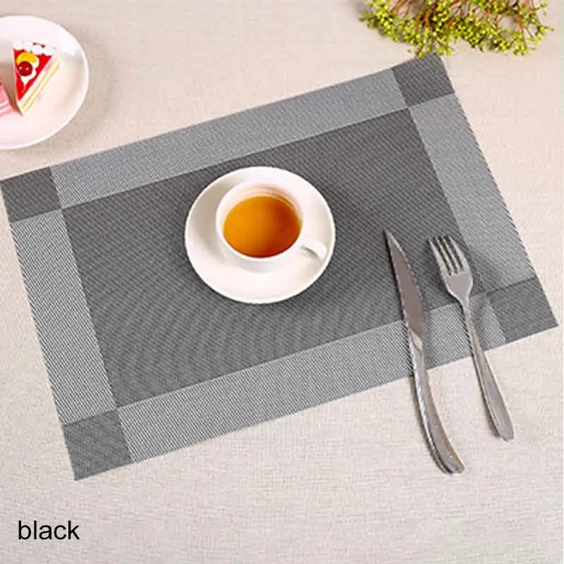 Черный 45*30 см водонепроницаемый Западный коврик для столовых приборов, портативные кухонные аксессуары, ПВХ изоляционный коврик для места, нескользящий коврик для чаши, подставка - Цвет: Черный