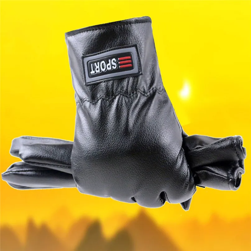 Зимние мужские кожаные перчатки мужские теплые мягкие черные швейные дизайнерские мужские варежки имитация guanti invernali sport handschoenen J6