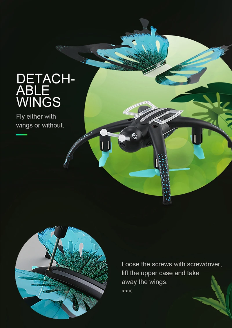 JJRC H42WH Бабочка мини игрушка, Дрон на дистанционном управлении RTF WiFi FPV 0.3MP камера Голосовое управление Waypoints RC Дрон Квадрокоптер