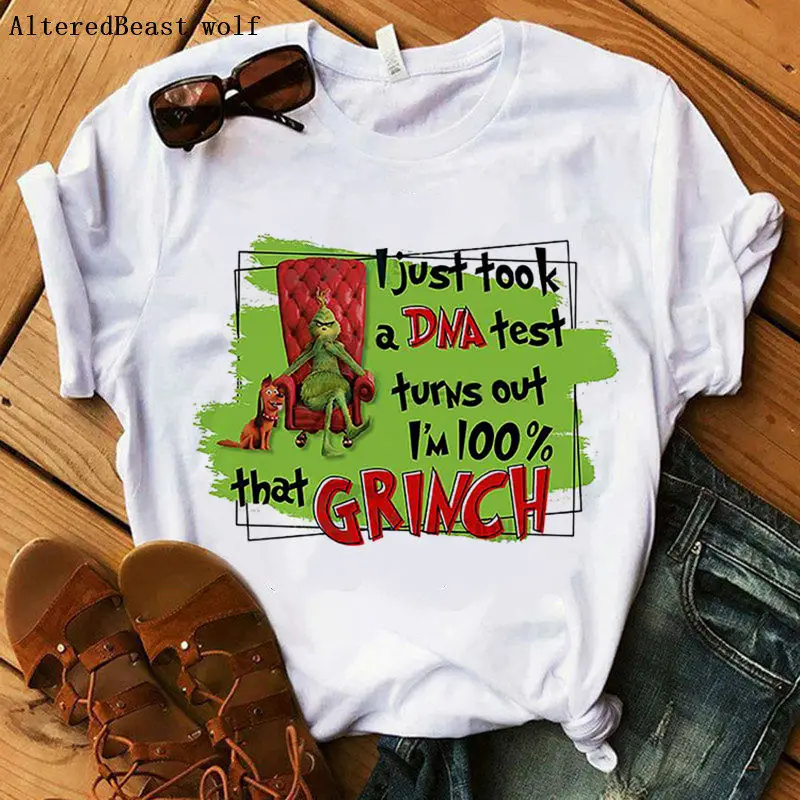as picture Рождественская футболка с коротким рукавом, женская футболка с забавным принтом, белые топы, повседневная женская одежда Vogue - Цвет: as picture