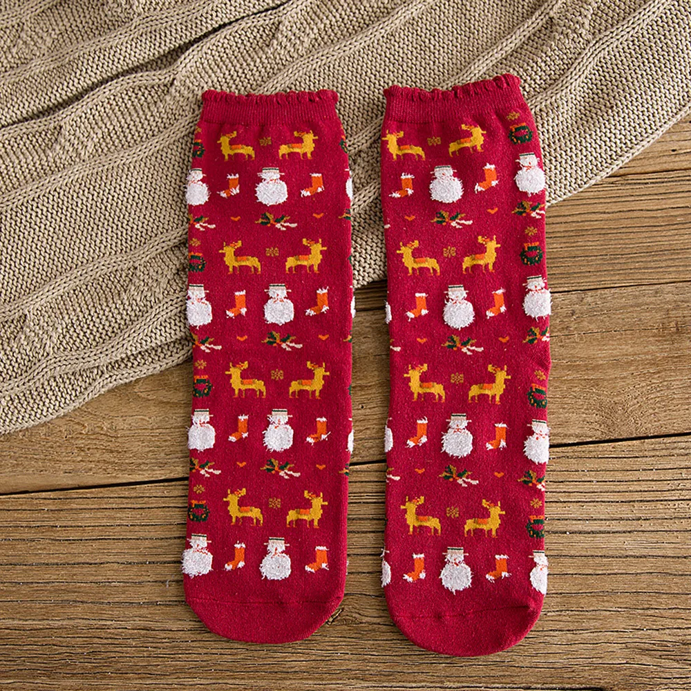Коллекция года, рождественские носки новые женские носки зимние теплые стерео-носки, мягкие хлопковые милые носки с Санта-Клаусом и оленем милые рождественские носки
