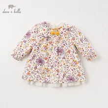 DBA11107 dave bella/осеннее платье принцессы с бантом и цветочным рисунком для маленьких девочек детское модное праздничное платье детская одежда в стиле «лолита»