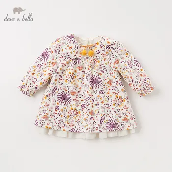 

DBA11107 dave bella autumn baby girl's princess bow floral dress children fashion party dress kids infant lolita clothes