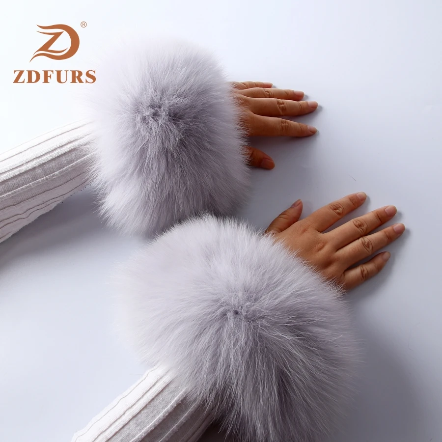 ZDFURS * Высокое качество меха лисы манжеты Лидер продаж наручные Теплее натурального меха лисы манжеты рука теплее леди браслет Настоящее