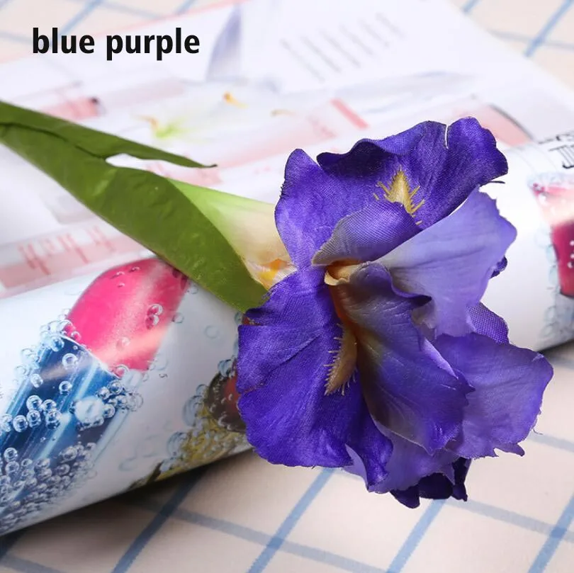 blue purple 20 шт. искусственные цветы, шелковые ткани Ирис 60 см, искусственные цветы для украшения дома, вечерние принадлежности, 9 цветов - Цвет: blue purple