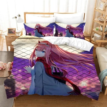 

DARLING in the FRANXX Anime Bed Set Duvet Covers Set Cartoon Comforter Bedding Sets Bedclothes Bed Linen (No Sheet) 06