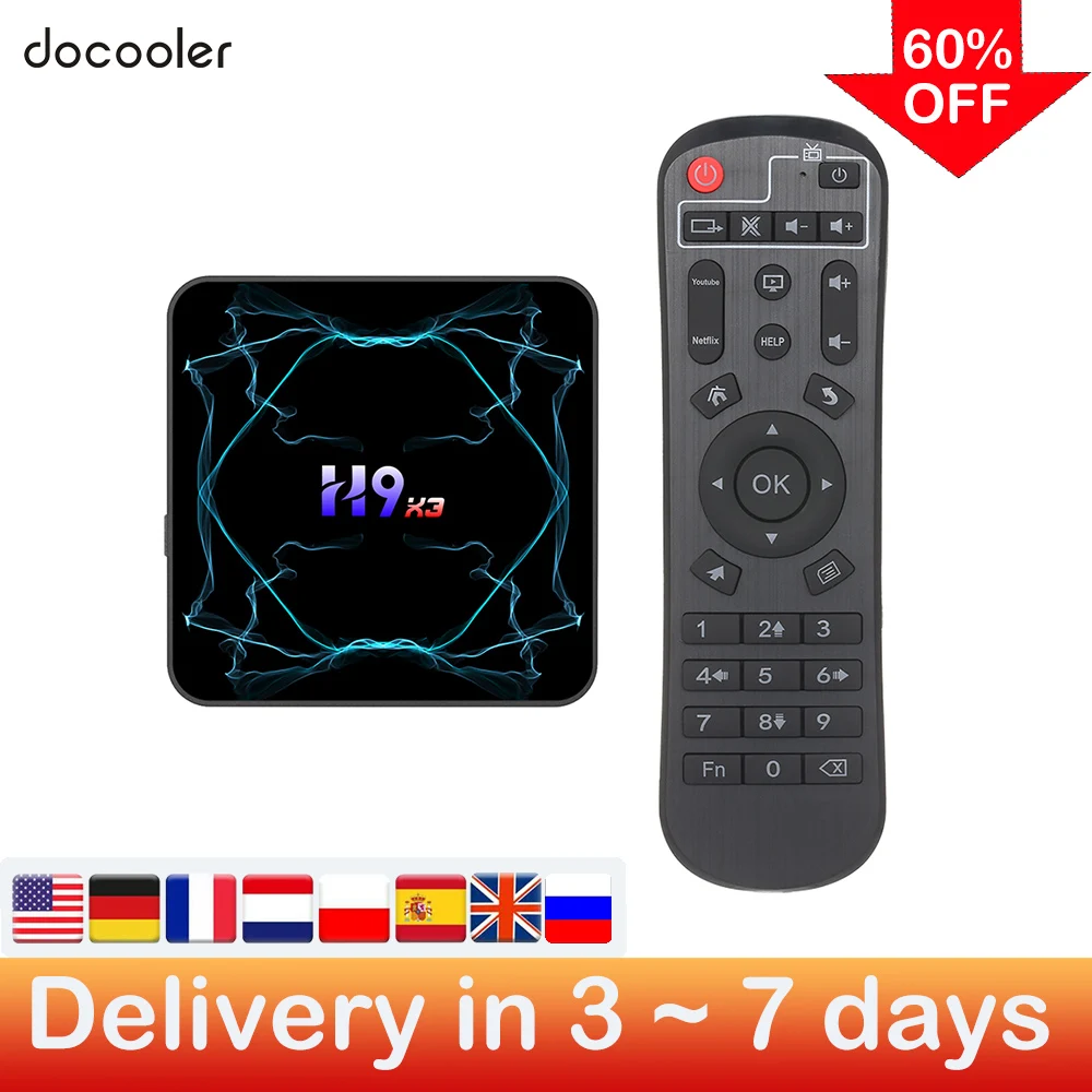 60% ная скидка! Быстрая доставка! H9X3 ТВ коробка S905X3 Android 9 0 Декодер каналов